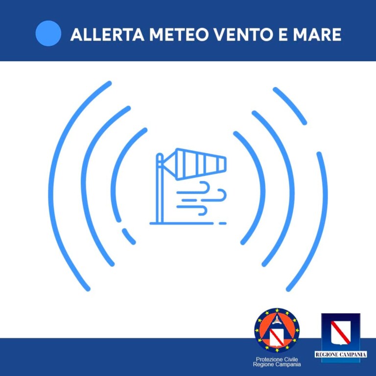 La Protezione Civile della Regione Campania ha emanato un avviso di allerta meteo per venti forti e mare agitato sull'intero territorio