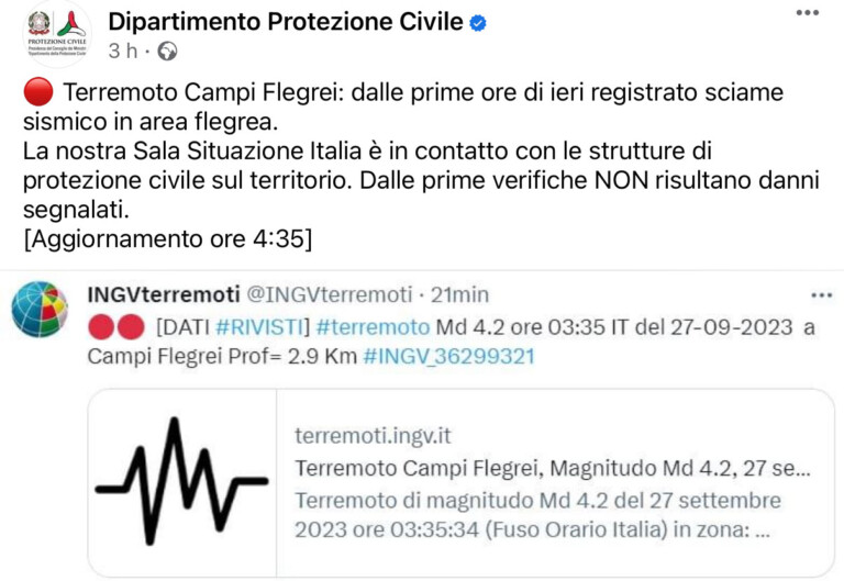 Terremoto notte bradisismo paura